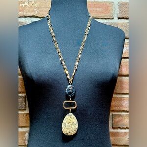 Unbranded Gold Tone Long Pendant Necklace 28” + 5.5” Y-Drop Statement